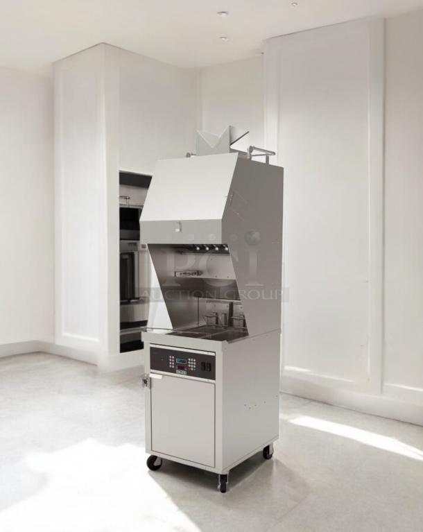 Giles WOG-MP-VH Electric Fryer, floor model with ventless hood, outstanding condition, 208V/3Ph, fully tested and working.