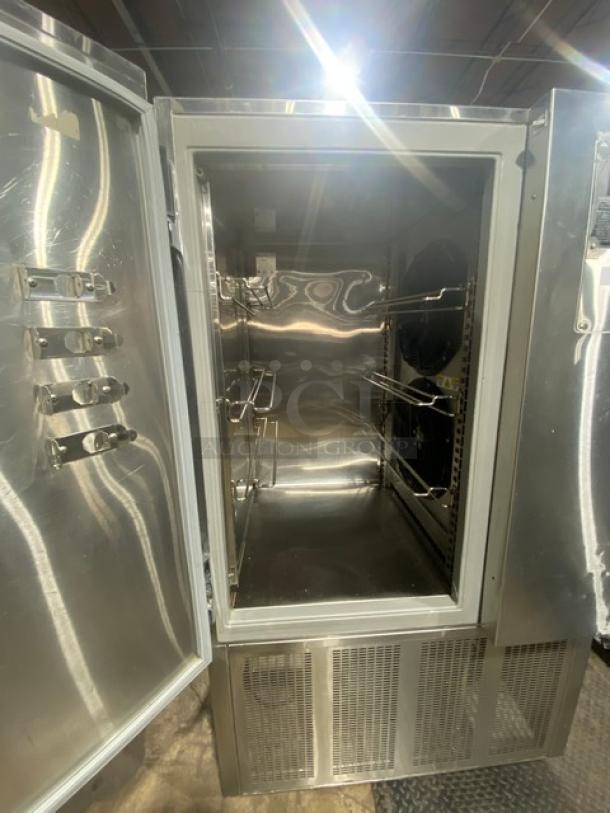 Randell BC18 stainless steel upright blast chiller, single door open, digital control, on legs. Model BC-18, SN: W293559-1.