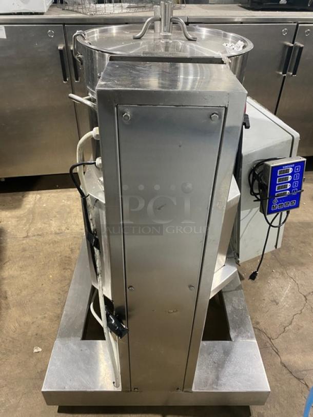 Commercial stainless steel food processing machine with Yooyist digital timer, electric powered, heavy duty, used condition.