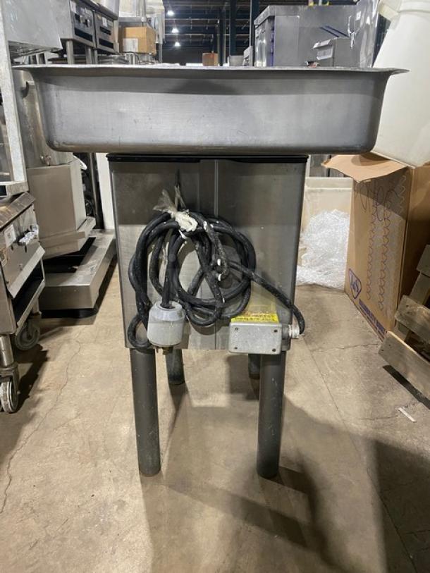 Hobart model 4632A commercial meat grinder, electric powered, heavy-duty, on legs, 200V 3 phase, robust condition.