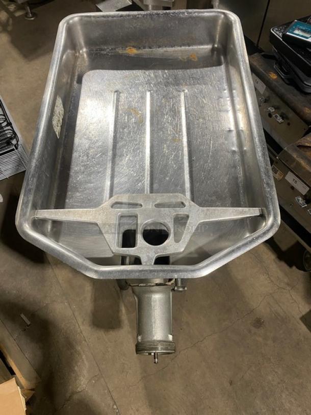 Hobart Model 4632A commercial meat grinder, electric powered, free-standing, on legs, 200V 3 phase, visible wear.