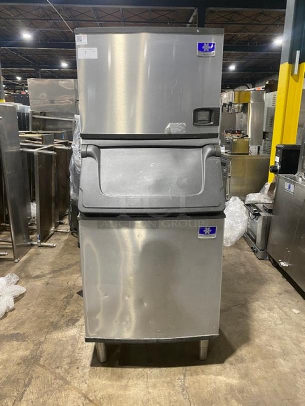 Manitowoc Indigo Series ice machine/bin combo, model IYT0500A161, stainless steel, air-cooled, Energy Star certified, on legs.