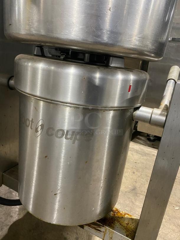 Robot Coupe R60 stainless steel 2-speed vertical cutter/mixer, 66.5 Qt capacity. Model: R60, SN: 6290113313J-05, 208-240V 3-phase.