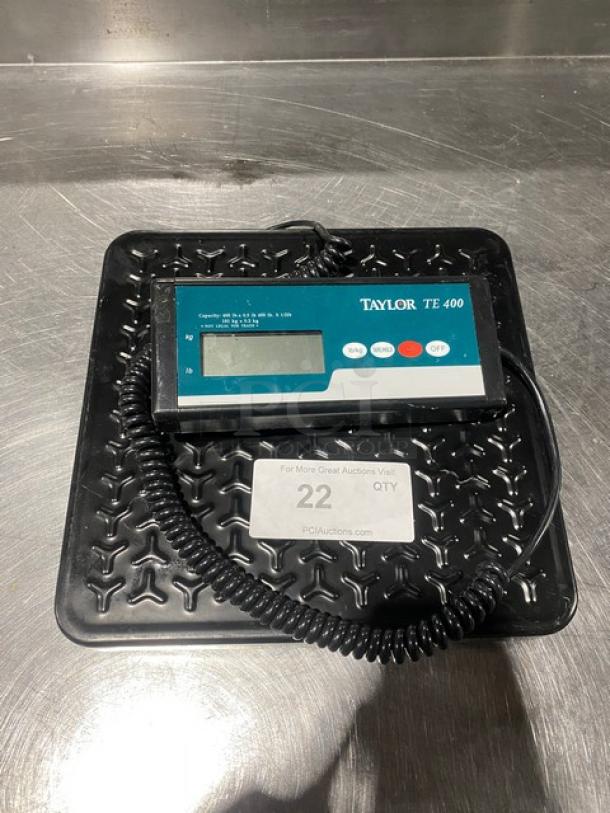 Taylor Precision Series Digital Receiving Scale Model TE400, 400 lb. capacity, black, excellent condition, LCD display.