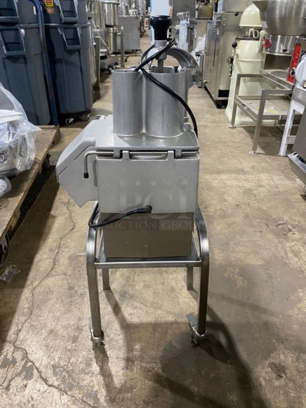 Robot Coupe CL50 Ultra Series commercial food processor on stand with casters, stainless steel, used condition.