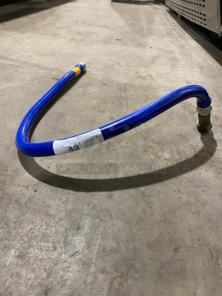 Dormont commercial blue gas connector hose, new condition, visible label with number 43, brass fittings on ends.