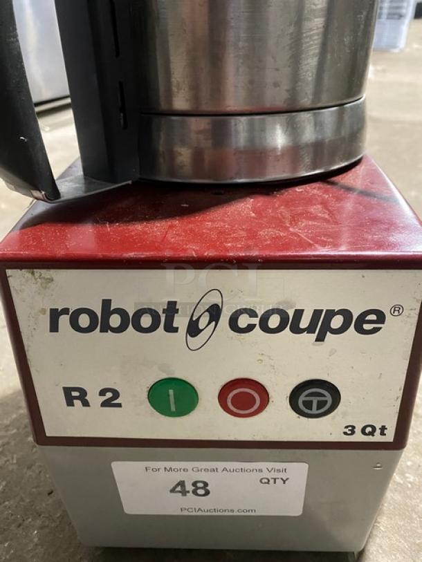 Robot Coupe R2U 3 Qt. Cutter/Mixer, commercial electric, stainless steel, good condition, Model R2U, SN: 2471197603L-08.