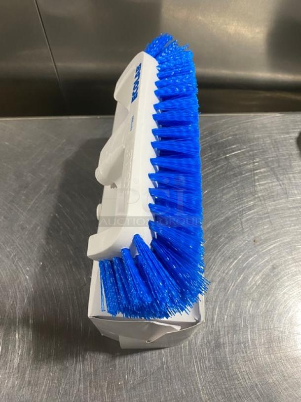 Ecolab white dual surface deck brush with blue bristles, new in box, commercial use.