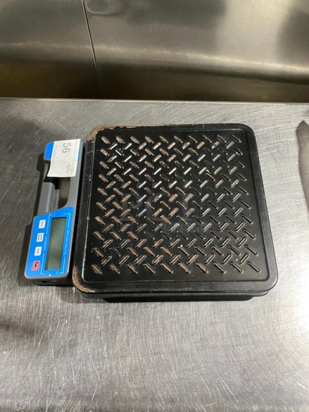 Ava Weigh Commercial 250 lb. Digital Receiving Scale, Model 334RSB250T, with handle, robust metal platform.