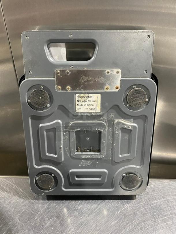 Ava Weigh 334RSB250T digital receiving scale, 250 lb capacity, with handle. Model and serial numbers visible. Good condition.