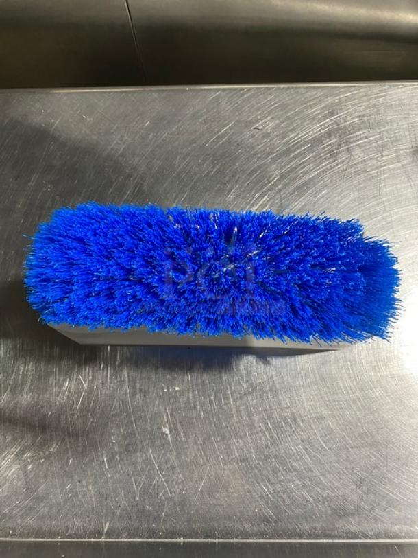 Ecolab white dual surface deck brush with blue bristles, new condition.