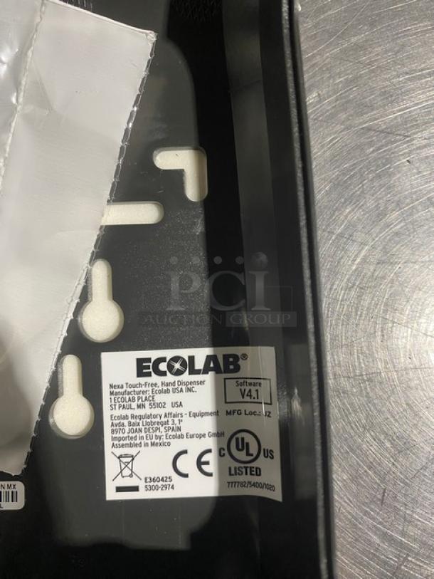 Ecolab Nexa Series touch-free hand hygiene dispenser, new in box, commercial-grade, UL listed, software version 4.1.