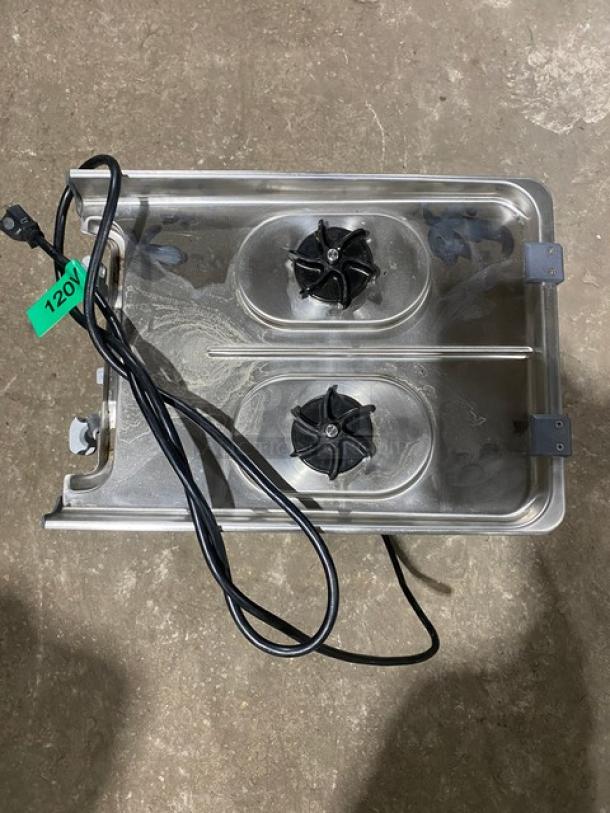 Crathco CS-2E/1D-16 cold beverage dispenser, stainless steel, 2018 model, electric 120V, with power cord visible.