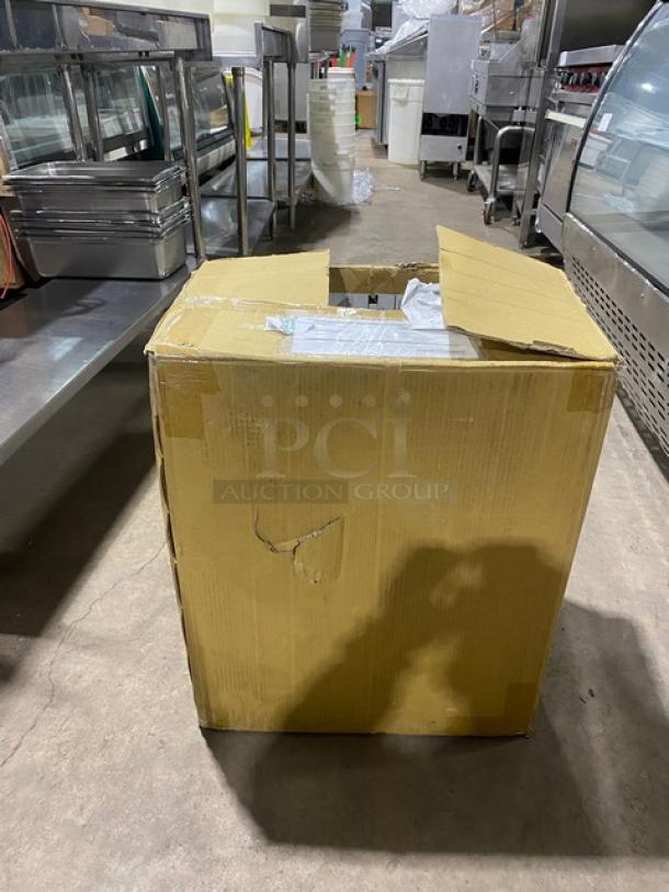 American Eagle commercial stainless steel meat cutting attachment in original unopened box, minimal wear on packaging.