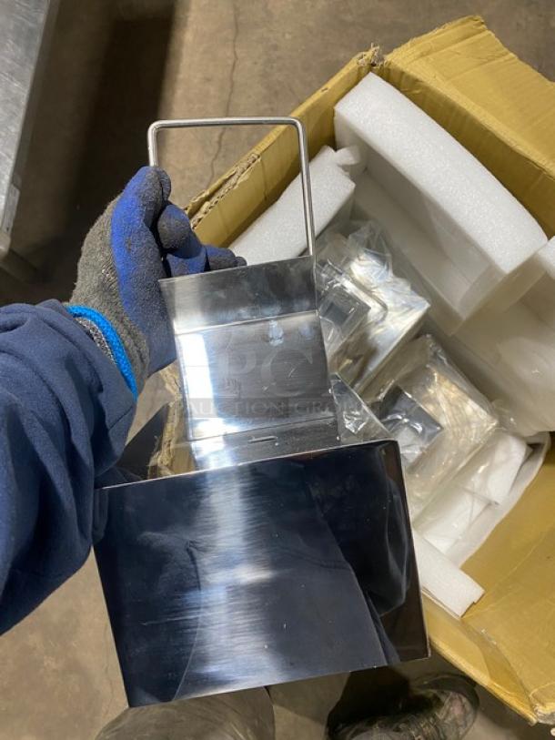 American Eagle stainless steel meat cutting attachment, brand new in box, includes handle and attachment parts, pristine condition.