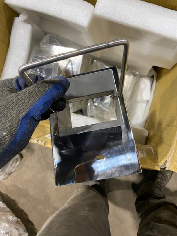 American Eagle stainless steel meat cutting attachment in box, new condition. Features durable handle and sleek design.