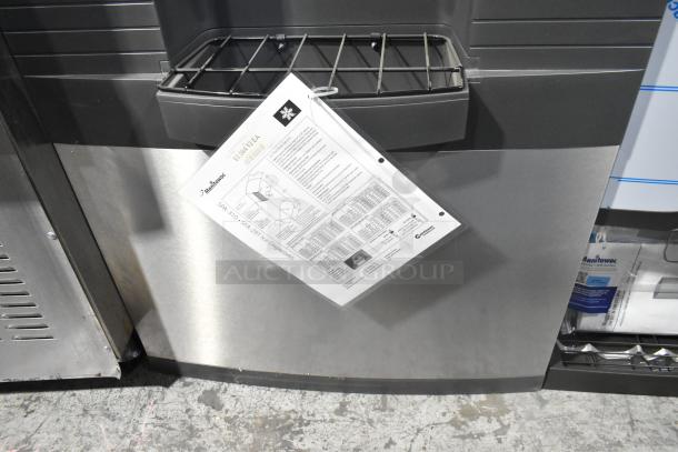 2019 Manitowoc IYF0600A-261 ice head on SPA310 dispenser, stainless steel, 208-230V, 1 phase, with label and diagram.