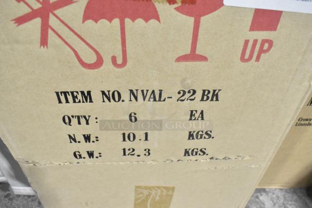 Box of 6 Update NVAL-22BK 2.2L stainless steel coffee air pots, brand new, marked with item number and weight details.