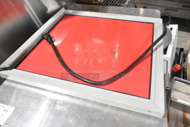 Avantco 177HTIS1812 heated cabinet door, red surface, power cord attached, used condition, for commercial use.