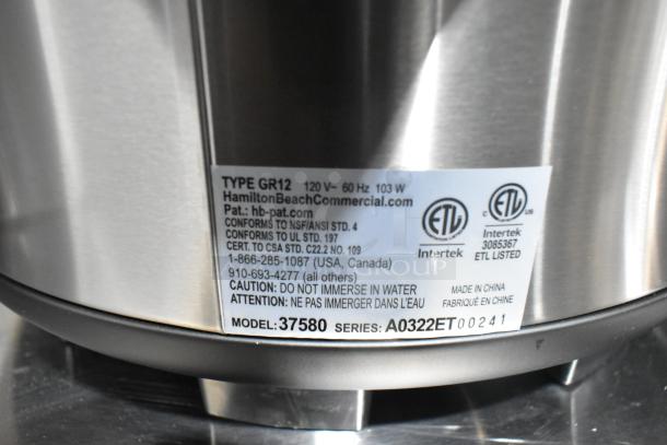BRAND NEW SCRATCH AND DENT Proctor Silex 37580 60 Cup Electric Rice Warmer, 120V, 1 Phase. Label shows model and certifications.