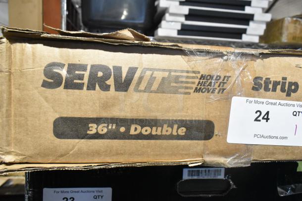 BRAND NEW ServIt 423SW36TLHDBLA 36" Lighted Double Strip Warmer. Features dual toggle controls. 120V, 1 Phase. Box scratch and dent.