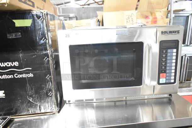 Brand new Solwave 180MW1800TH stackable commercial microwave, 1.2 cu. ft. interior, push button controls, 208/240V, 1 phase.