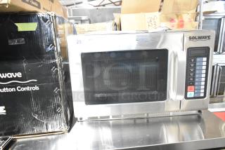 Brand new Solwave 180MW1800TH stackable commercial microwave, 1.2 cu. ft. interior, push button controls, 208/240V, 1 phase.