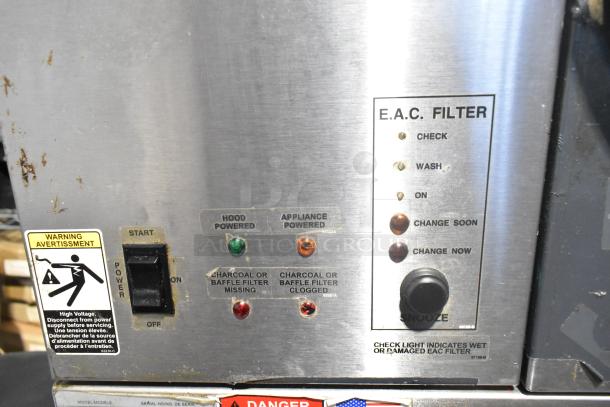 Giles GVH-C stainless steel ventless hood system with electrostatic air cleaner. Features start switch, E.A.C. filter indicators.