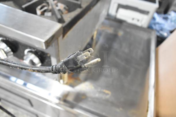 Avantco stainless steel chef base with two drawers on commercial casters. 115 volts, 1 phase. Slight wear visible.