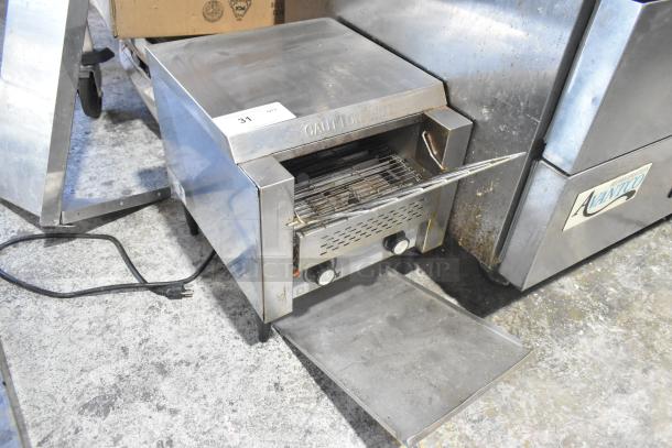AvaToast CTA7001 stainless steel conveyor toaster oven, used condition, visible controls, 120 volts, 1 phase.