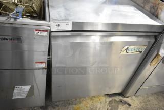 Avantco 178SSWT27FHC stainless steel single door undercounter freezer on casters; commercial use, 115 volts, 1 phase.