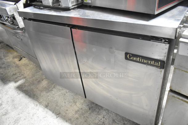 Continental SW48-AS stainless steel 2-door undercounter cooler. Features visible branding, commercial quality. 115 volts, 1 phase.