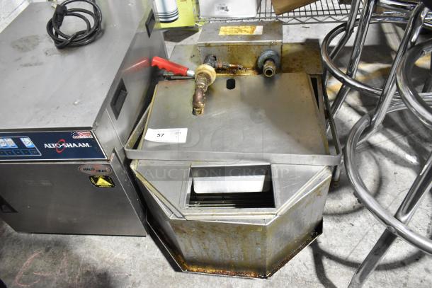 2017 Anets FFM80 80 lb commercial fryer filter, stainless steel, on casters. 115 volts, 1 phase. Visible wear.