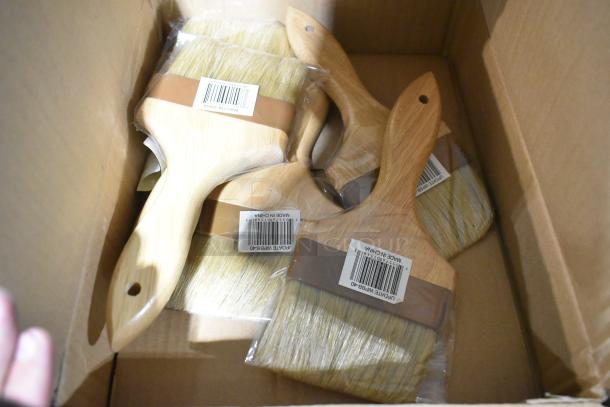 Five new Update WPBB-40 brushes in box, wooden handles, synthetic bristles, with "Made in China" labels.
