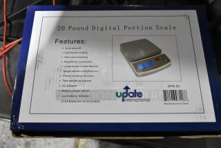 9 brand new Update DPS-20 digital portion scales, features include auto shutoff, tare function, and kg/lb/oz conversion.