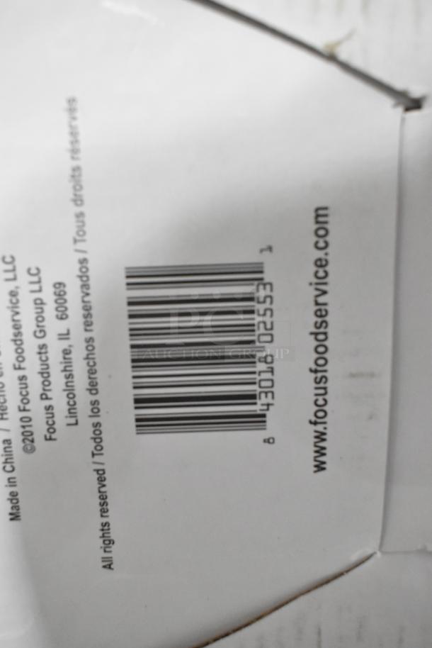 Barcode and website on Focus Foodservice packaging for new air pots. Made in China. Lincolnshire, IL address.
