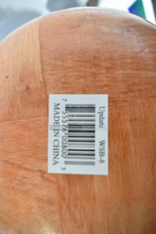 Wood pattern bowl bottom with barcode and "Update WSB-8, Made in China" label. New condition. Part of 16-piece set.