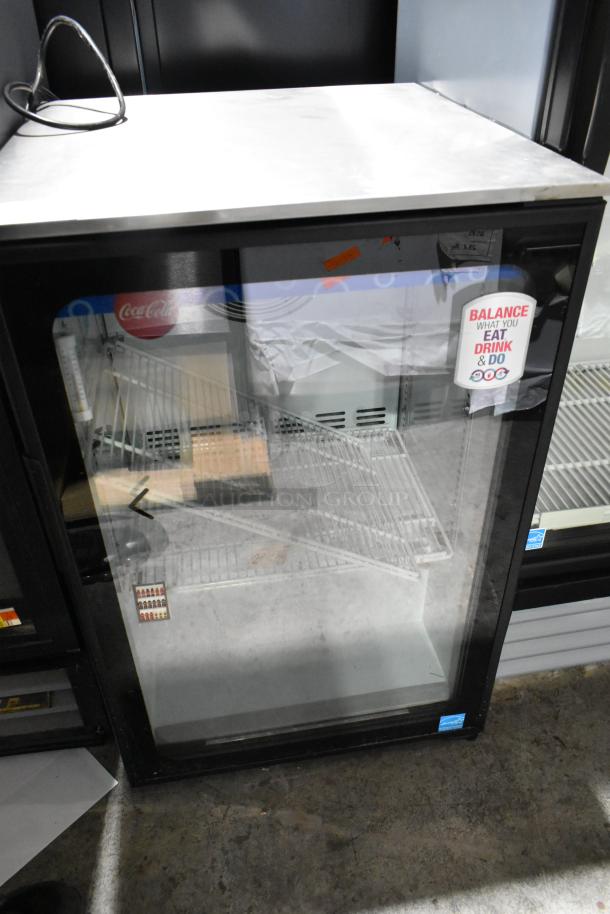 Imbera EVC04 metal commercial single door mini cooler merchandiser with poly-coated racks, 115V, 1 phase.