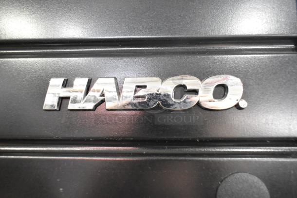 2019 Habco SE18 metal commercial cooler with single door, poly coated racks, 115V, 1 phase; logo detail shown.