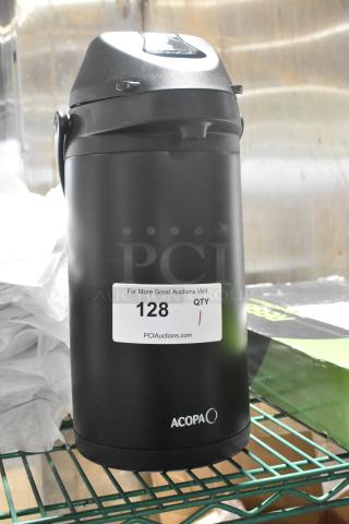 BRAND NEW SCRATCH AND DENT! Acopa Black Air Pot with slight cosmetic blemishes, sleek design, labeled for auction, model 128.