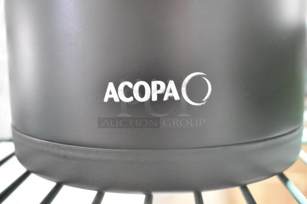 BRAND NEW SCRATCH AND DENT! Acopa Black Air Pot with visible brand logo, slight surface imperfections.