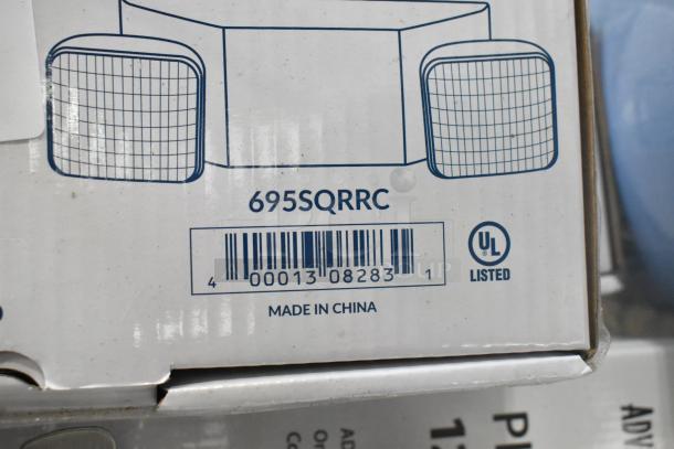 2 new Lavex 695SQRRC LED emergency lights. Remote capable, scratch and dent condition. Made in China. UL listed.
