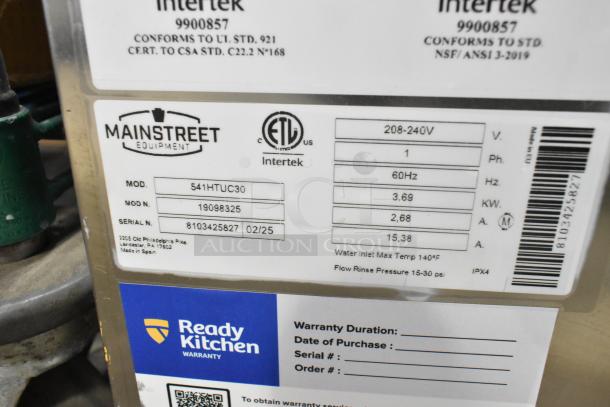 Brand new 2025 Mainstreet 541HTUC30 stainless steel commercial undercounter dishwasher, 208/240V, 1 phase, ETL certified.