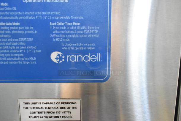2018 Randell BC-18 stainless steel commercial blast chiller with 115/230 volts, 1 phase; capable of rapid temperature reduction.