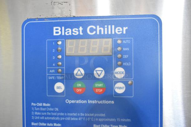 2018 Randell BC-18 stainless steel commercial blast chiller control panel, with operation instructions and mode settings visible.
