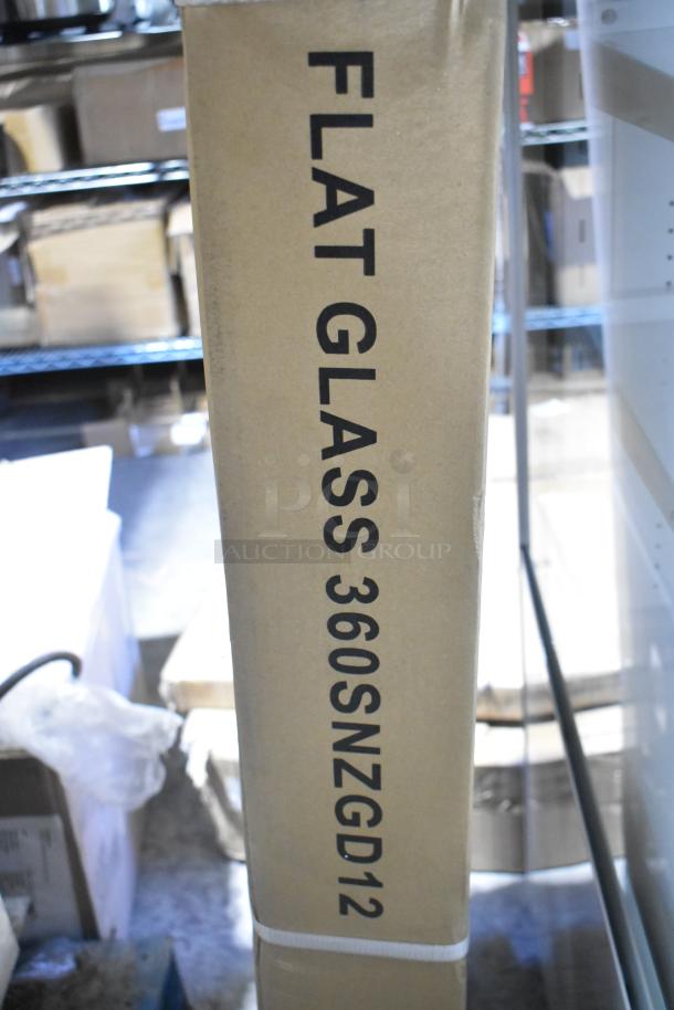 Brand new Avantco SNZGD12 71" flat glass sneeze guard, scratch and dent, boxed. Marked as "FLAT GLASS 360SNZGD12."