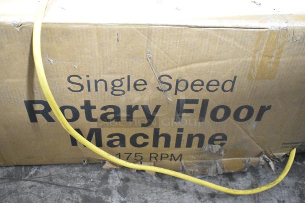 Brand new Lavex 978LAVP20A 20" rotary floor machine. 175 RPM, single speed, scratch and dent condition, visible box damage.