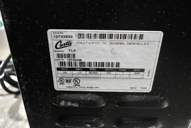 Curtis TLP Automatic Airpot Brewer, black finish, scratch and dent condition, 120V, 1 phase. Serial #12733639.