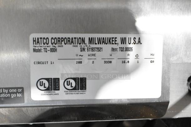 BRAND NEW Hatco TQ-800H Stainless Steel Toast Qwik Conveyor Toaster, 3" Opening, 208V, 1 Phase, with manufacturer label.