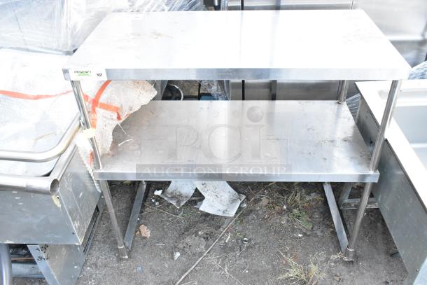 Regency 600DOS1836 stainless steel 2-tier over shelf in used condition, visible Regency and NSF labels, sturdy construction.